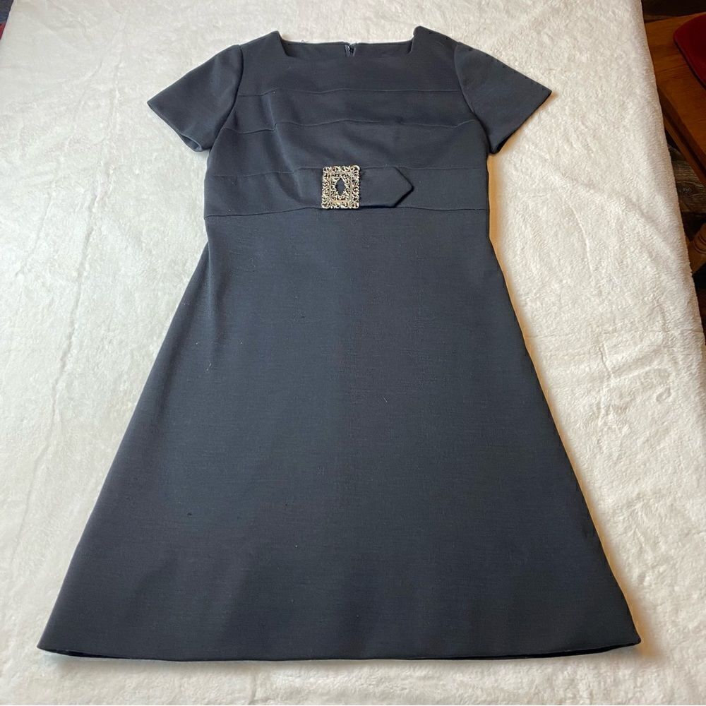 Knits By L'Aiglon Vintage Black Dress Size 12